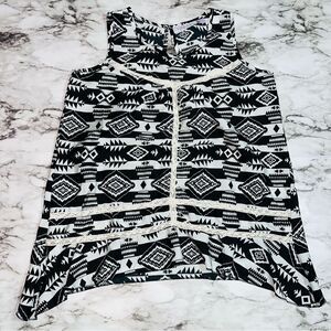 Pink Catilelac | Sleeveless Blouse Aztec Geometric | Black | Womens | L